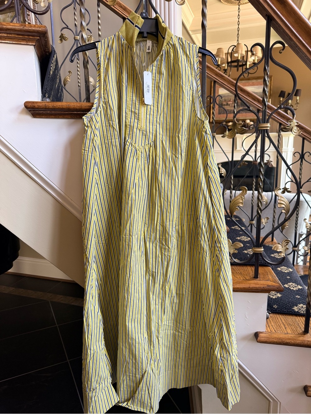 GLAM Evelyn Dress Lime NWT Small. Zipper Neck . Pockets. Cotton